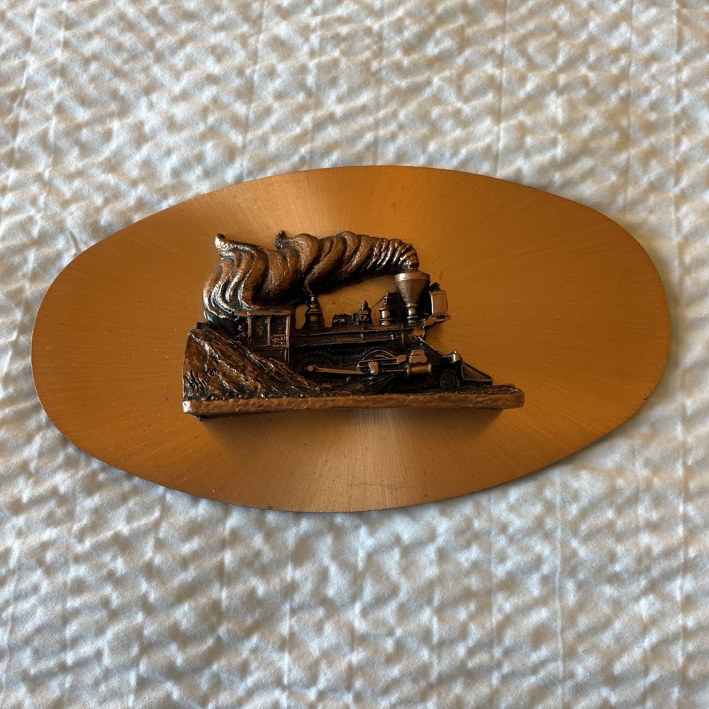 Vtg Original Victor Wall Art 3D Copperama Train Engine Locomotive Hanging